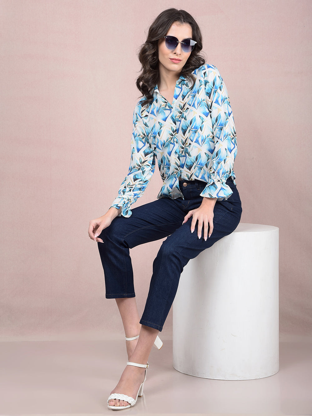 Indigo Chic Straight Cropped Jeans-Women Jeans-Crimsoune Club