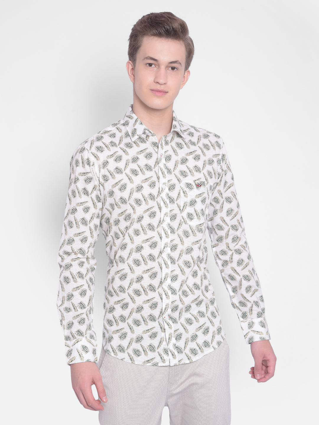 White Floral Shirt-Men Shirts-Crimsoune Club