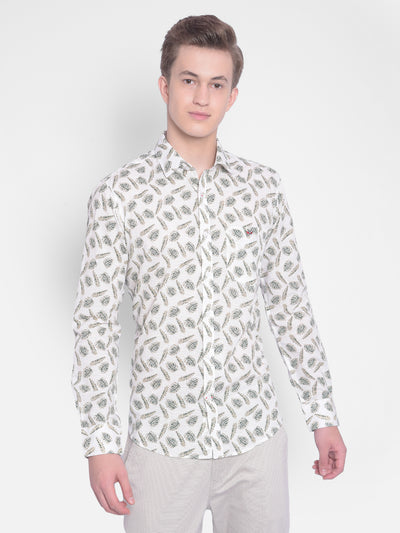 White Floral Shirt-Men Shirts-Crimsoune Club