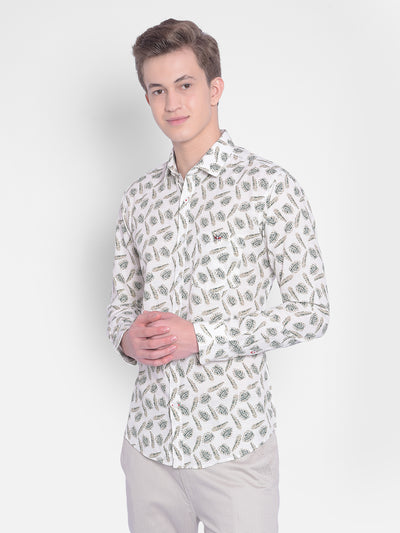 White Floral Shirt-Men Shirts-Crimsoune Club