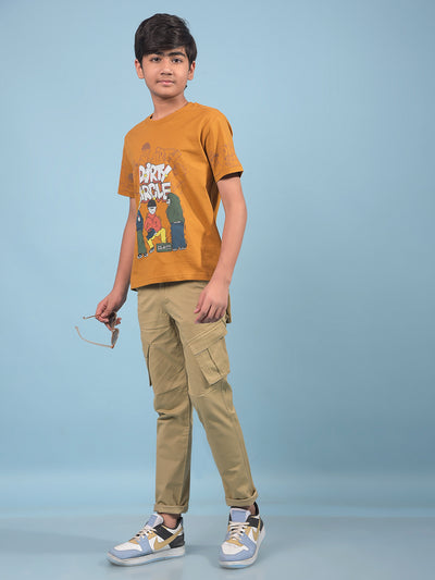 Boy's Khaki Cargo Trousers-Boys Trousers-Crimsoune Club