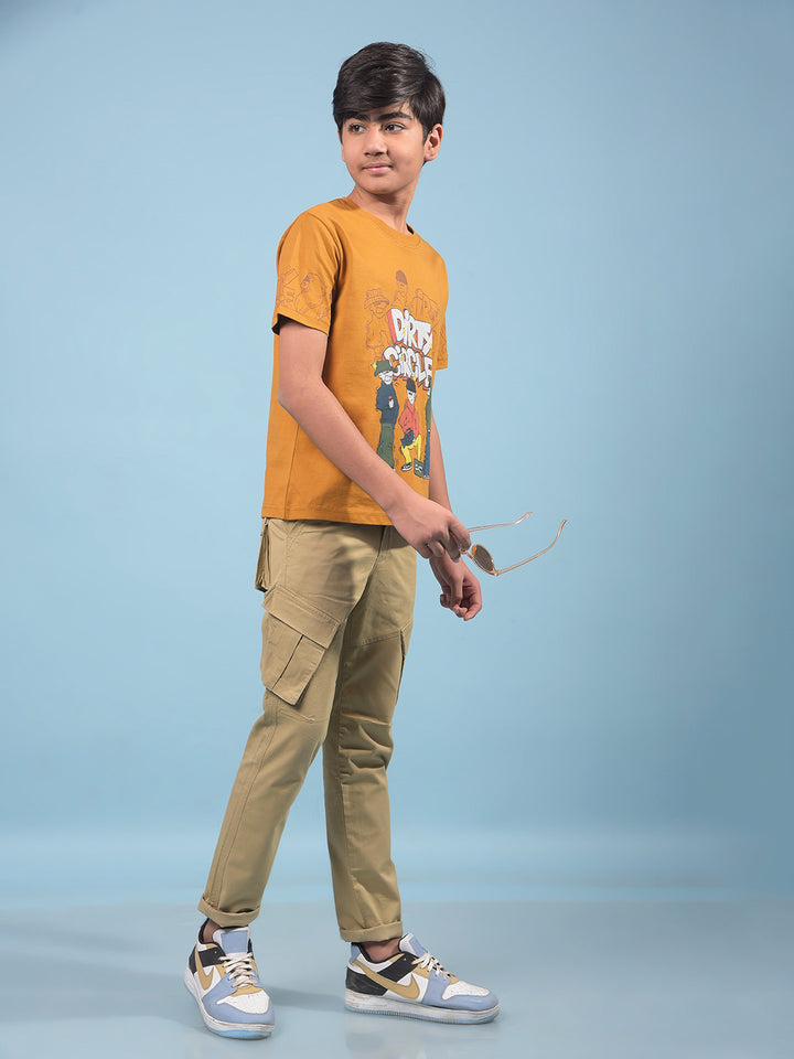 Boy's Khaki Cargo Trousers-Boys Trousers-Crimsoune Club