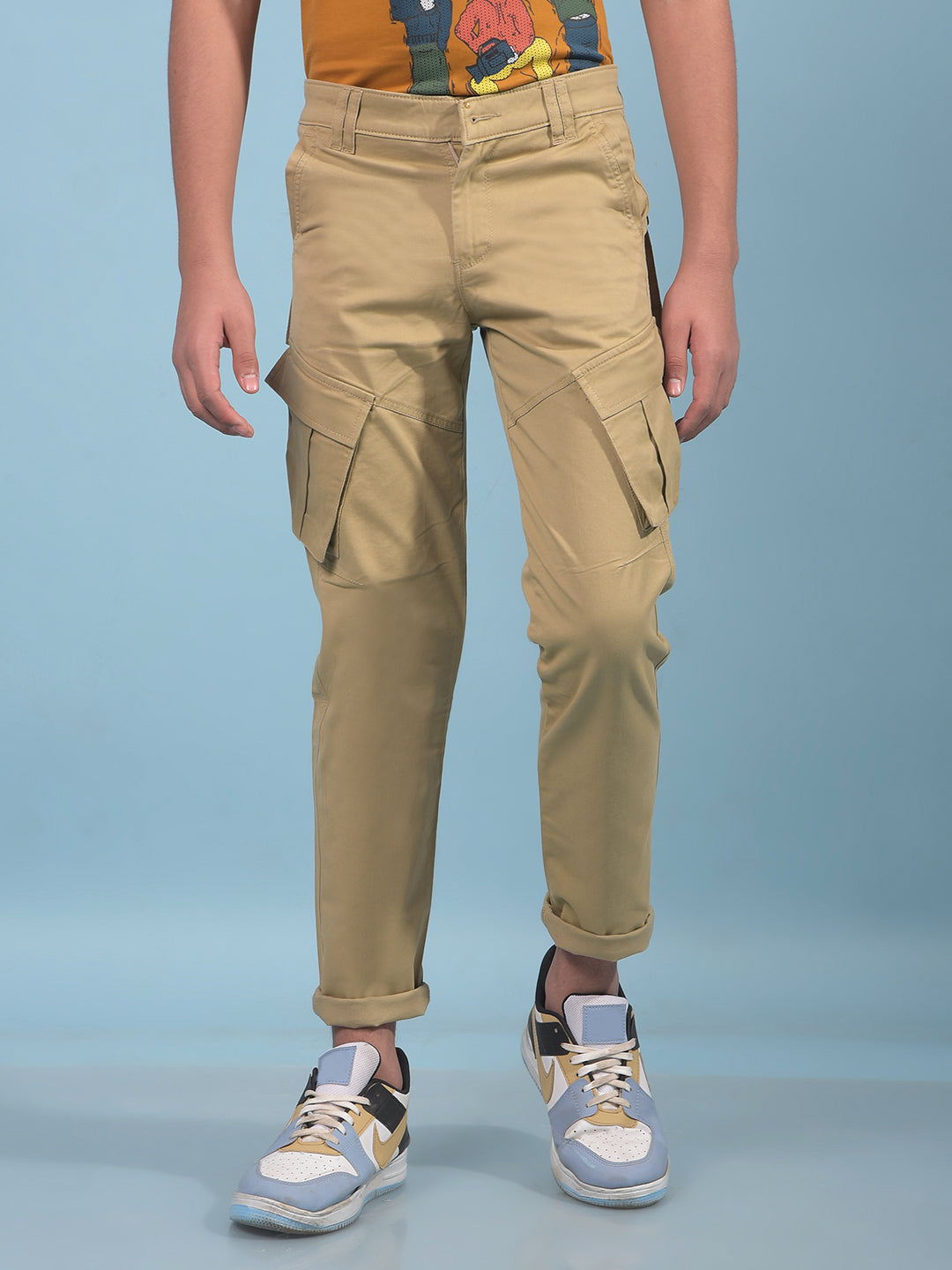 Boy's Khaki Cargo Trousers-Boys Trousers-Crimsoune Club