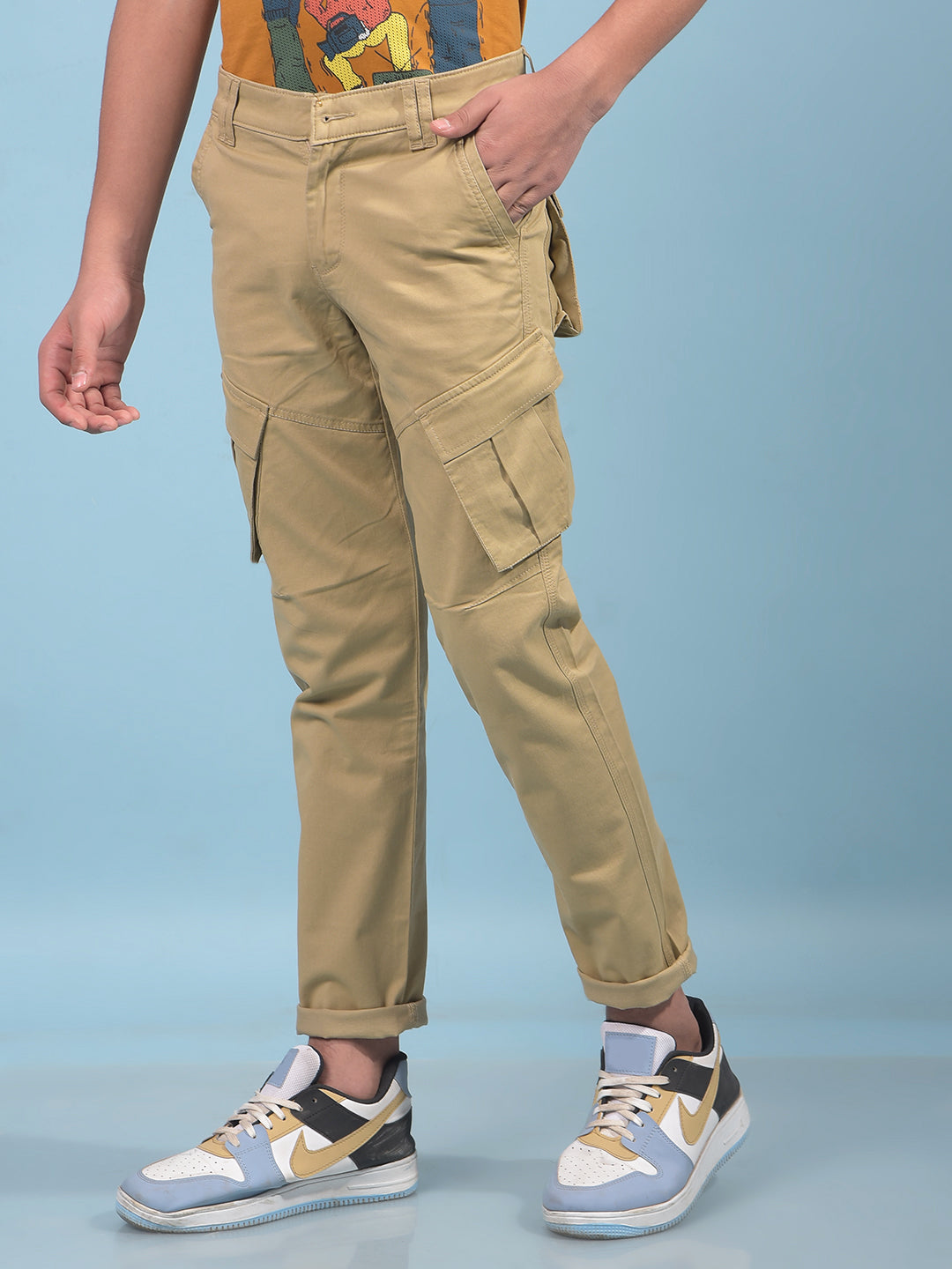 Boy's Khaki Cargo Trousers-Boys Trousers-Crimsoune Club