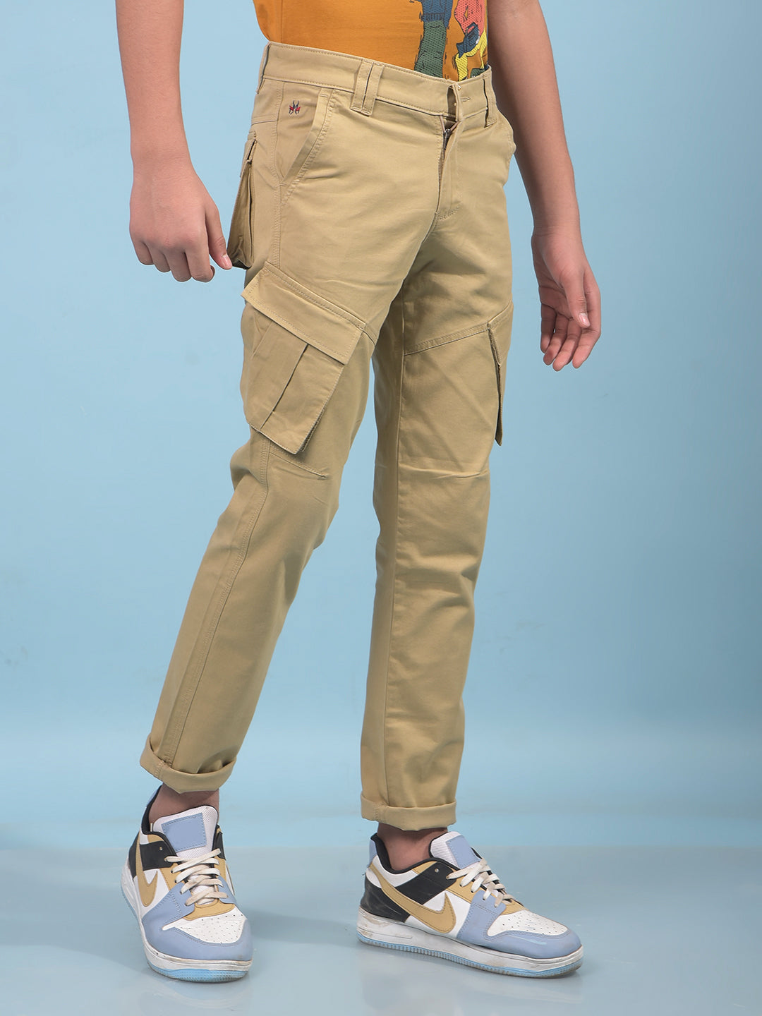 Boy's Khaki Cargo Trousers-Boys Trousers-Crimsoune Club
