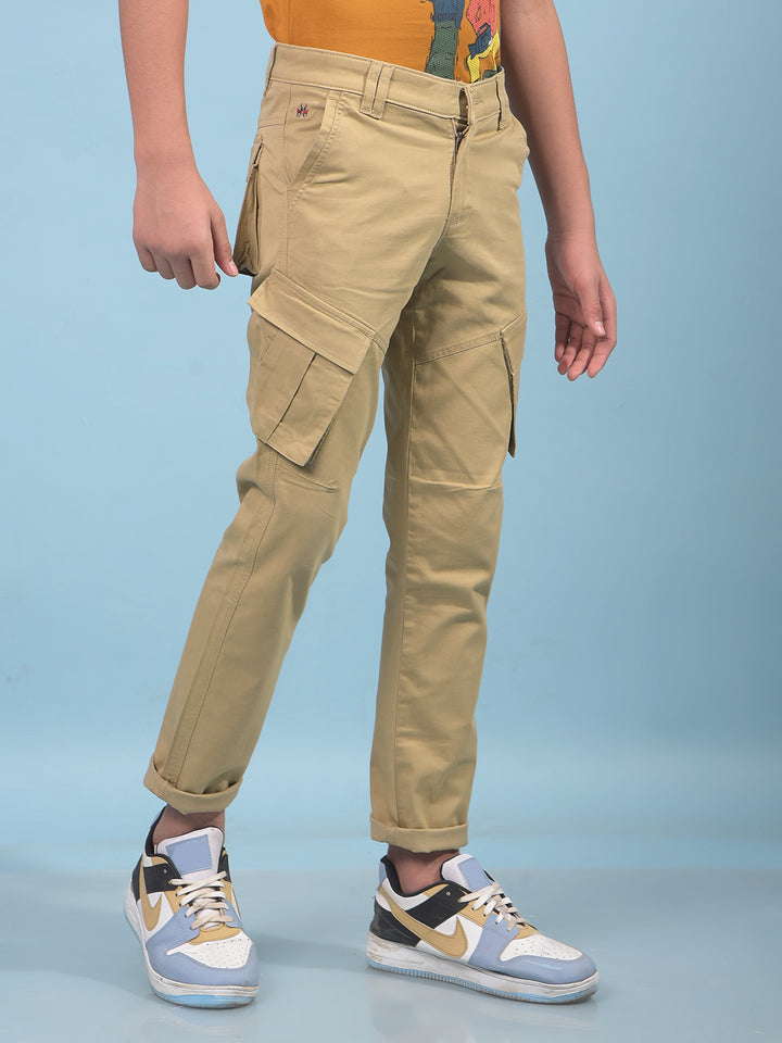 Boy's Khaki Cargo Trousers-Boys Trousers-Crimsoune Club