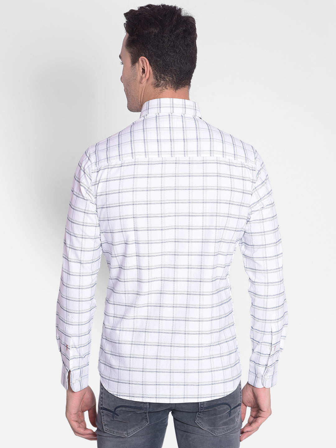 White Checked Shirt-Men Shirts-Crimsoune Club