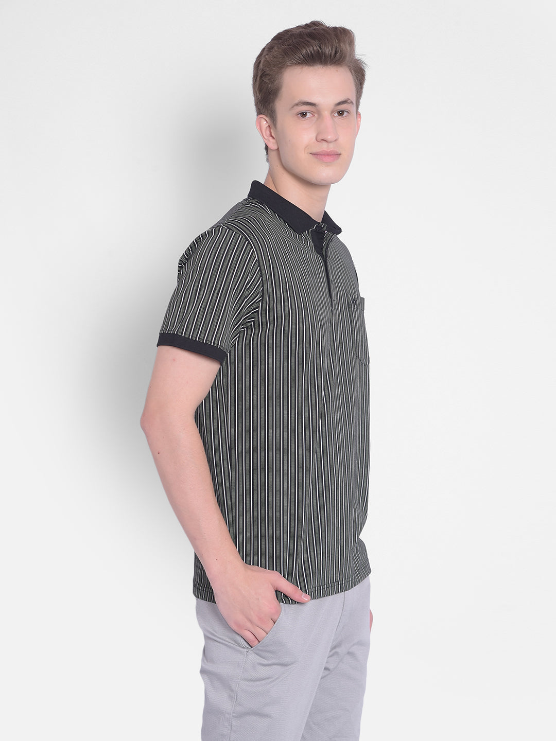 Black Striped T-Shirt-Men T-Shirts-Crimsoune Club