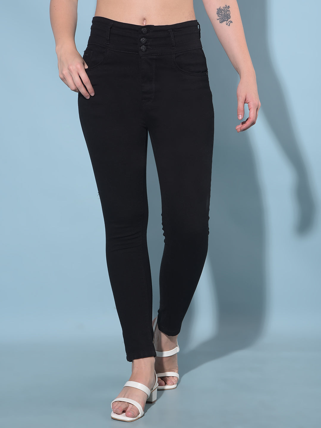 Black Skinny High Waist Jeans-Women Jeans-Crimsoune Club