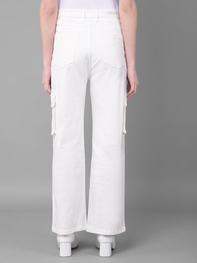 White Loose Fit Jeans-Women Jeans-Crimsoune Club