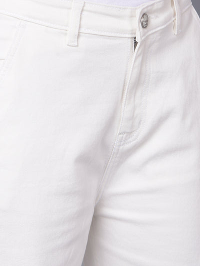 White Loose Fit Jeans-Women Jeans-Crimsoune Club