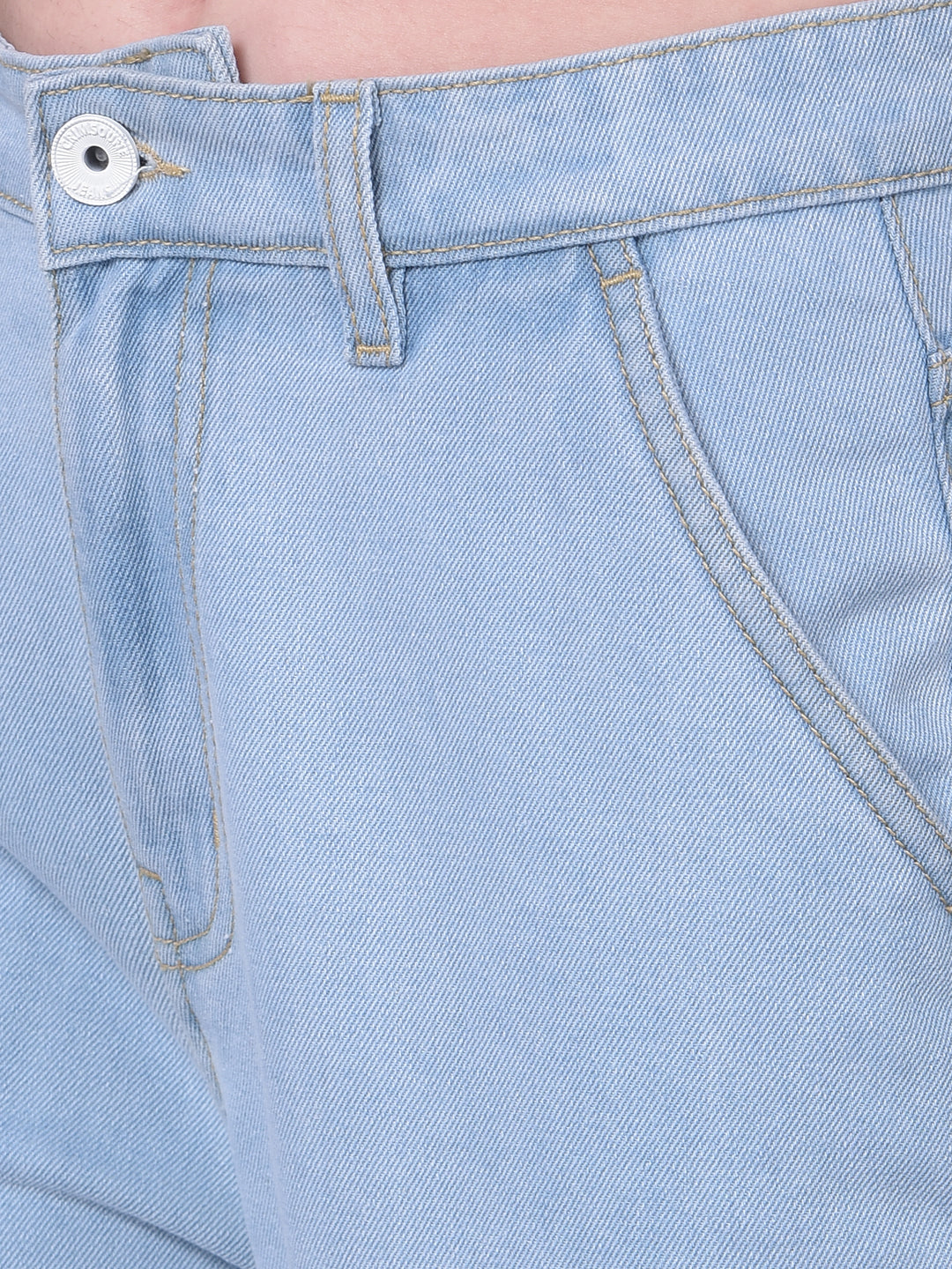 Blue Loose Fit Jeans-Women Jeans-Crimsoune Club