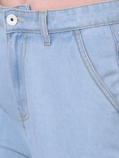 Blue Loose Fit Jeans-Women Jeans-Crimsoune Club