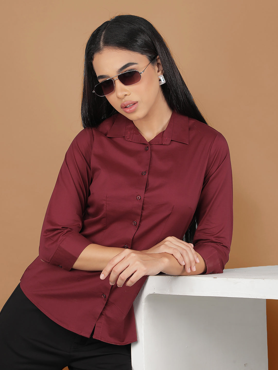 Maroon Shirt-Women Shirts-Crimsoune Club