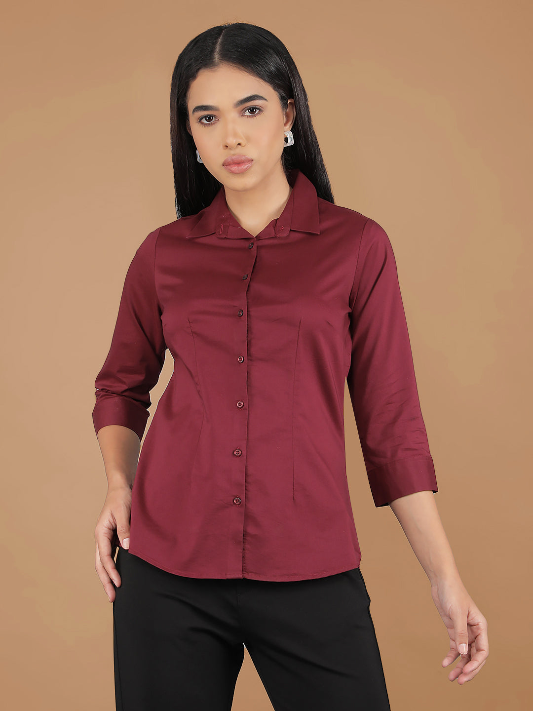 Maroon Shirt-Women Shirts-Crimsoune Club
