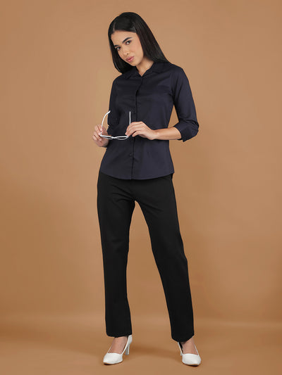 Navy Blue Shirt-Women Shirts-Crimsoune Club