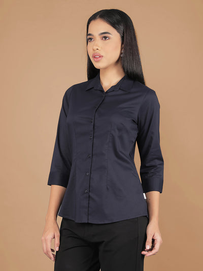 Navy Blue Shirt-Women Shirts-Crimsoune Club