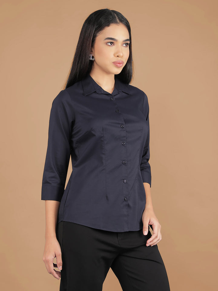 Navy Blue Shirt-Women Shirts-Crimsoune Club
