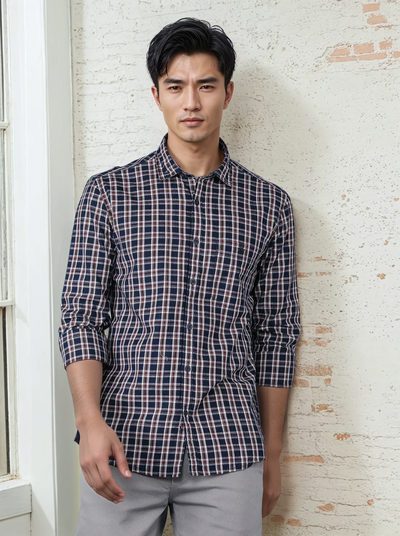 Maroon Checkered 100% Cotton Shirt-Men Shirts-Crimsoune Club