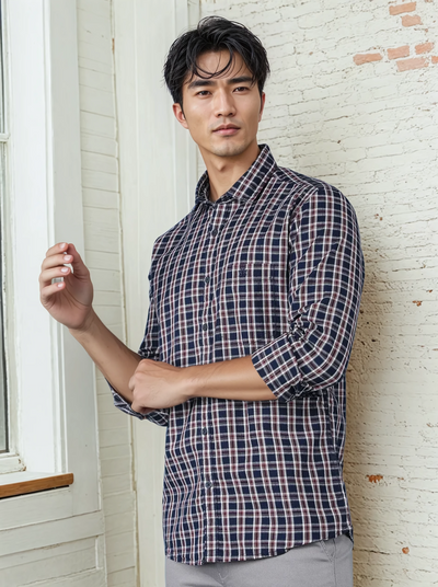Maroon Checkered 100% Cotton Shirt-Men Shirts-Crimsoune Club