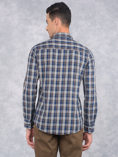 Mustard Checked 100% Cotton Shirt-Men Shirts-Crimsoune Club