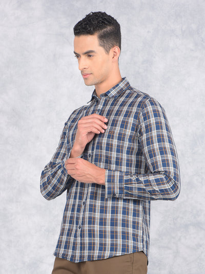 Mustard Checked 100% Cotton Shirt-Men Shirts-Crimsoune Club