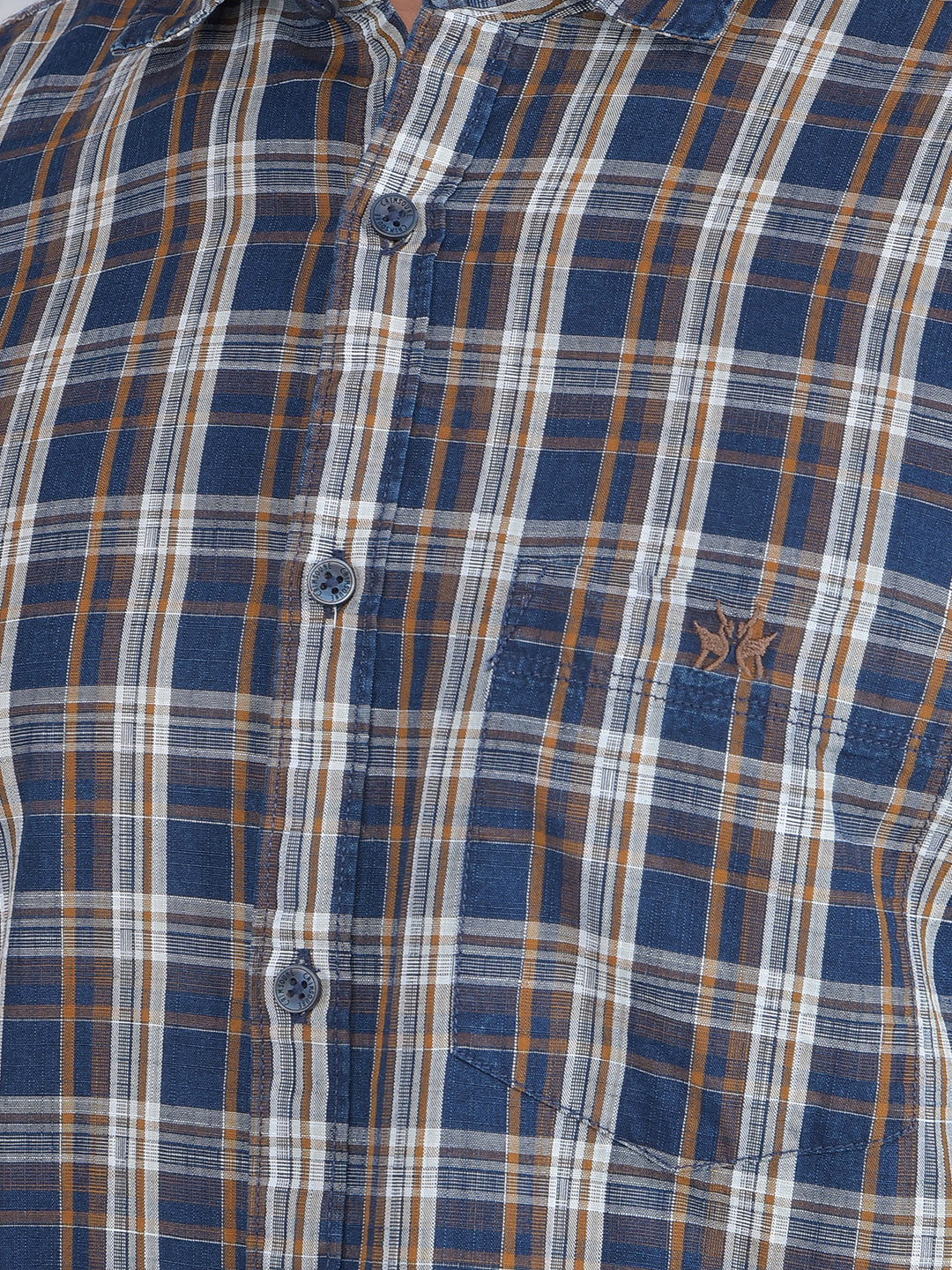 Mustard Checked 100% Cotton Shirt-Men Shirts-Crimsoune Club