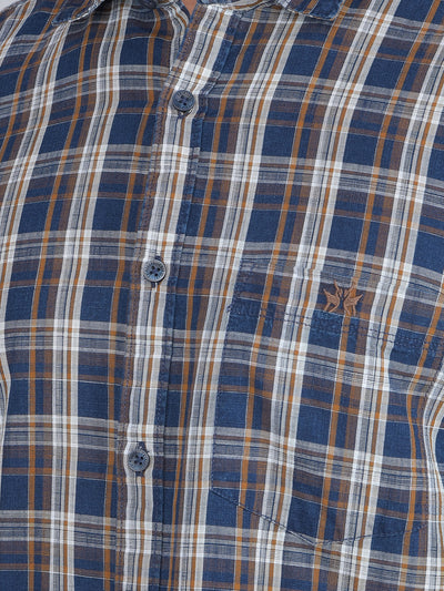 Mustard Checked 100% Cotton Shirt-Men Shirts-Crimsoune Club