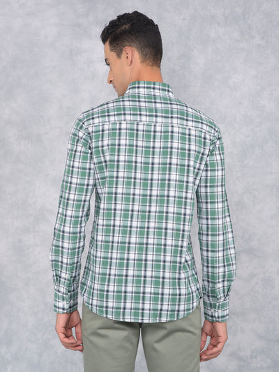Green Checked 100% Cotton Shirt-Men Shirts-Crimsoune Club