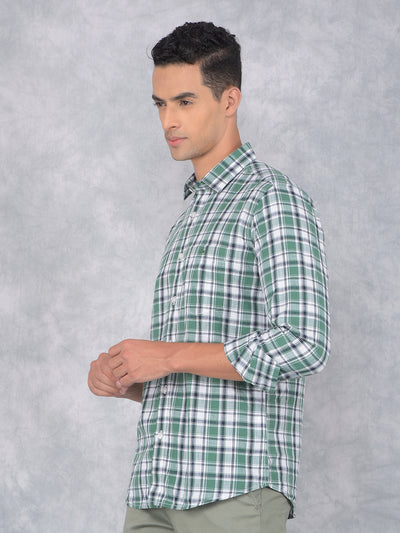 Green Checked 100% Cotton Shirt-Men Shirts-Crimsoune Club