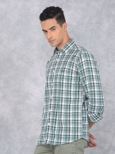 Green Checked 100% Cotton Shirt-Men Shirts-Crimsoune Club