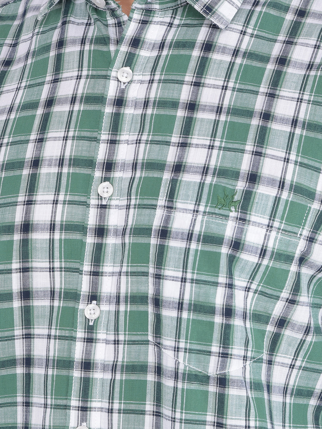 Green Checked 100% Cotton Shirt-Men Shirts-Crimsoune Club