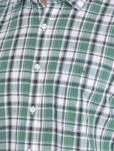 Green Checked 100% Cotton Shirt-Men Shirts-Crimsoune Club