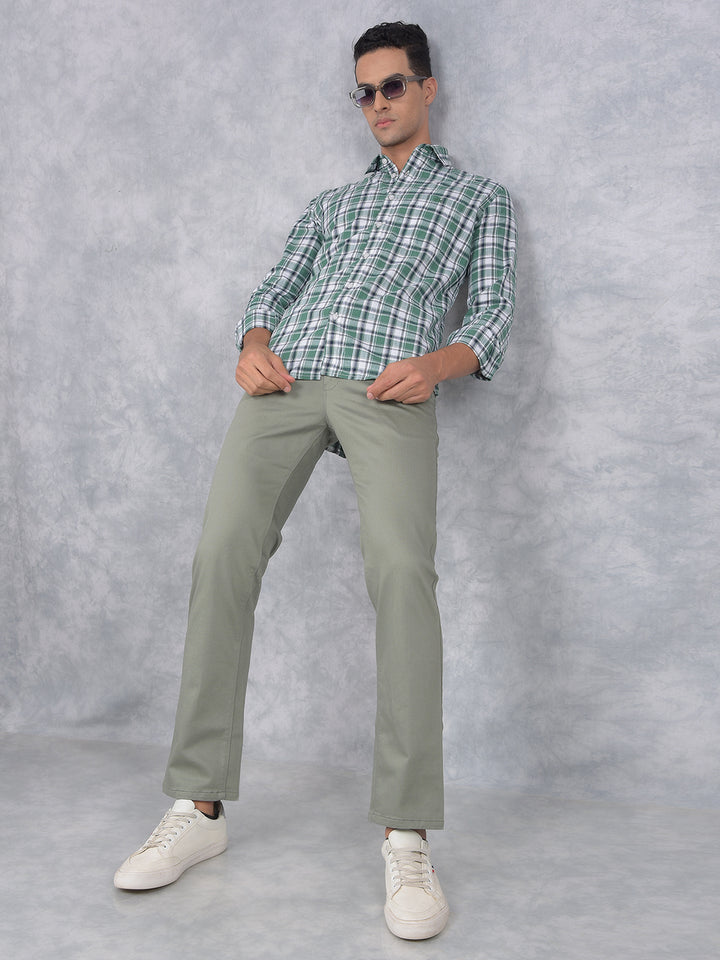 Green Checked 100% Cotton Shirt-Men Shirts-Crimsoune Club