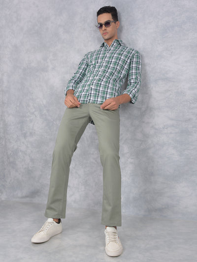 Green Checked 100% Cotton Shirt-Men Shirts-Crimsoune Club