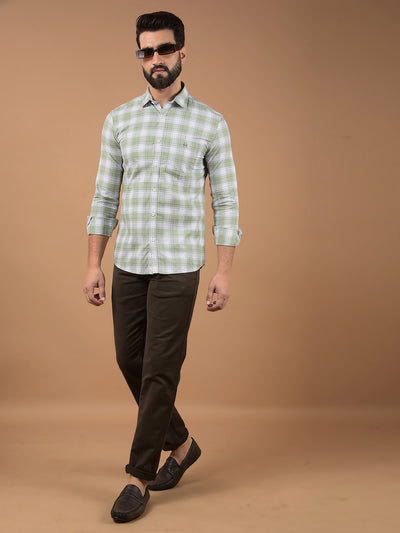 Green Checked 100% Cotton Shirt-Men Shirts-Crimsoune Club
