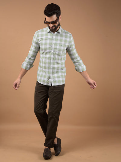Green Checked 100% Cotton Shirt-Men Shirts-Crimsoune Club