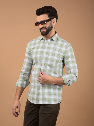 Green Checked 100% Cotton Shirt-Men Shirts-Crimsoune Club