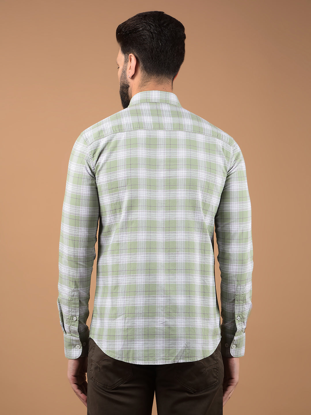 Green Checked 100% Cotton Shirt-Men Shirts-Crimsoune Club