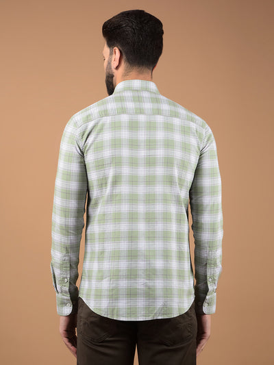 Green Checked 100% Cotton Shirt-Men Shirts-Crimsoune Club