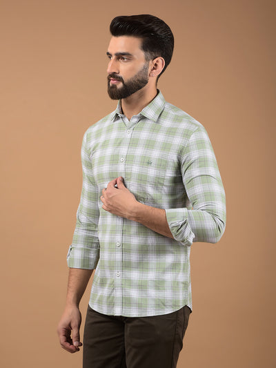 Green Checked 100% Cotton Shirt-Men Shirts-Crimsoune Club