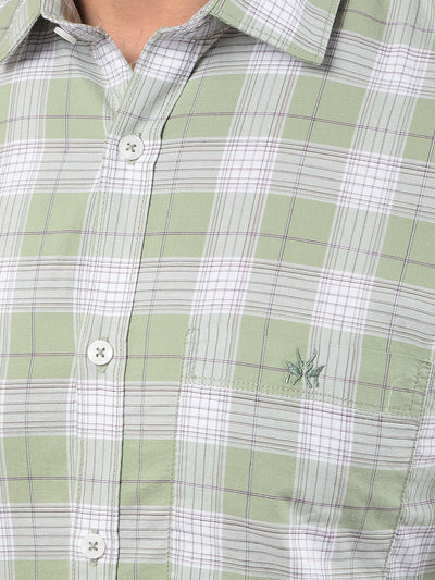Green Checked 100% Cotton Shirt-Men Shirts-Crimsoune Club