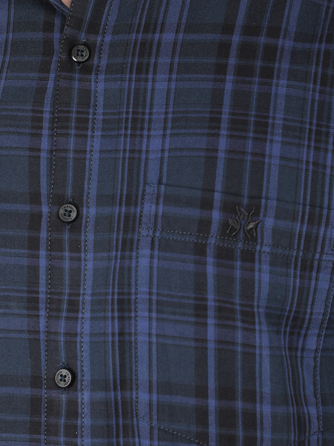 Navy Blue Checkered 100% Cotton Shirt-Men Shirts-Crimsoune Club