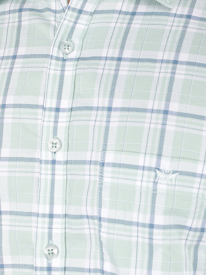 Green Checkered 100% Cotton Shirt-Men Shirts-Crimsoune Club