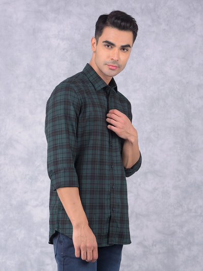 Green Checked 100% Cotton Shirt-Men Shirts-Crimsoune Club