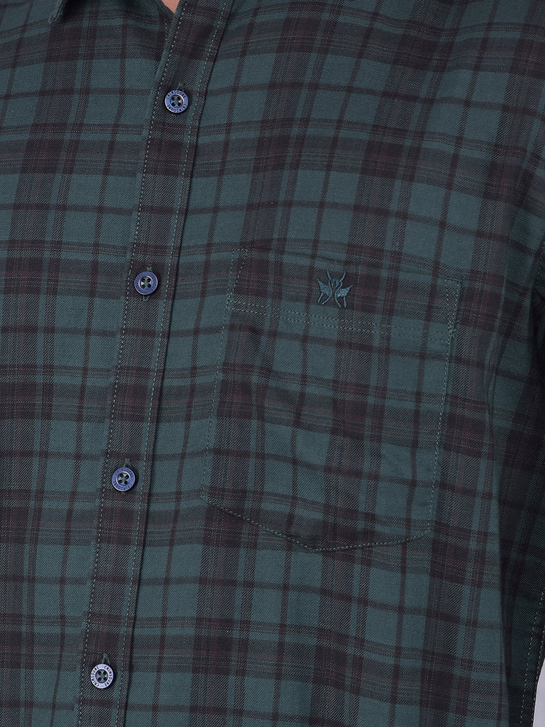 Green Checked 100% Cotton Shirt-Men Shirts-Crimsoune Club