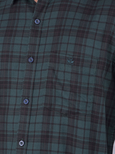 Green Checked 100% Cotton Shirt-Men Shirts-Crimsoune Club
