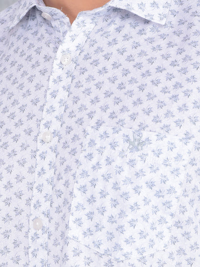 White Floral Print Shirt-Men Shirts-Crimsoune Club