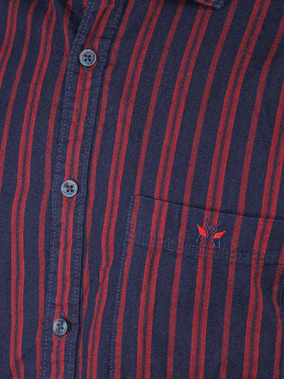 Red Vertical Stripes 100% Cotton Shirt-Men Shirts-Crimsoune Club