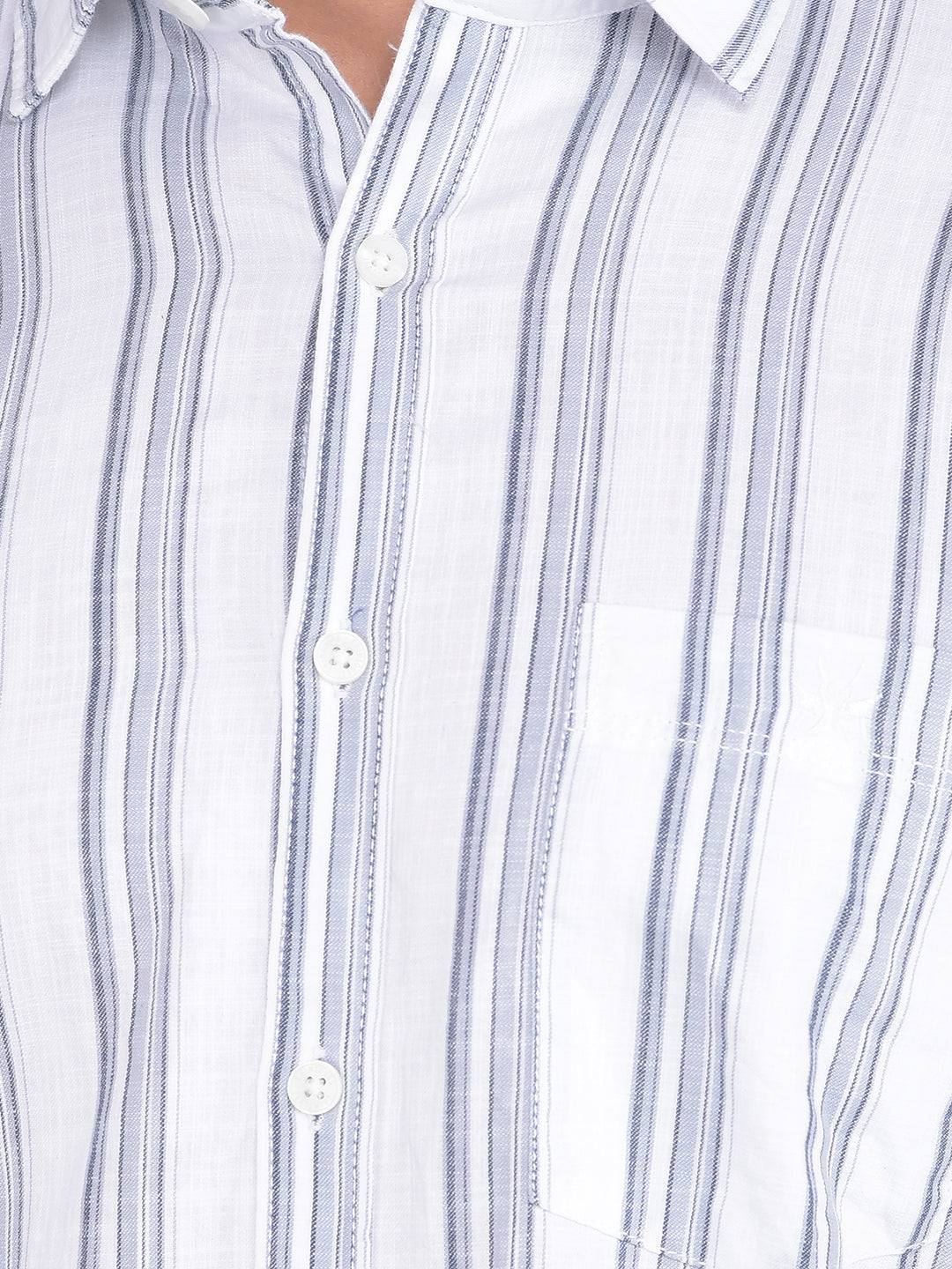White Vertical Stripes 100% Cotton Shirt-Men Shirts-Crimsoune Club